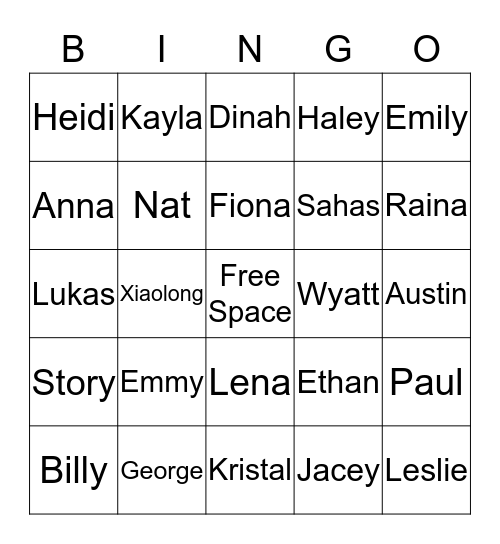 BINGO Card