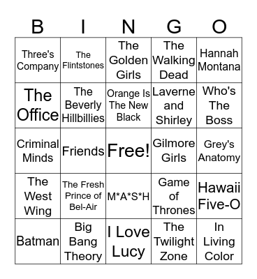 Name that TV Theme Song! Bingo Card