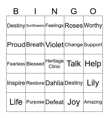 Heritage Clinic  Bingo Card