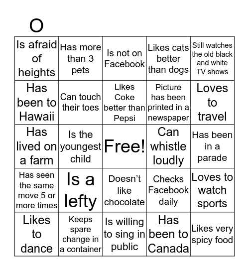 Bingo Trivia Bingo Card