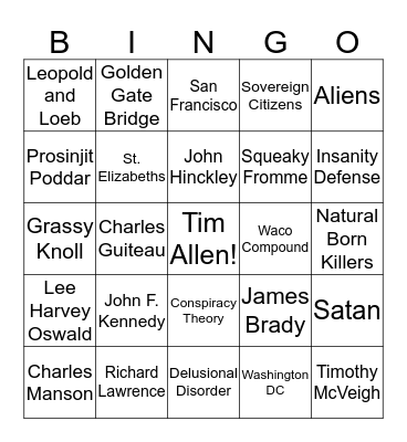 Newman Bingo Card