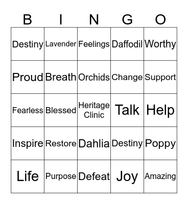 Heritage Clinic  Bingo Card