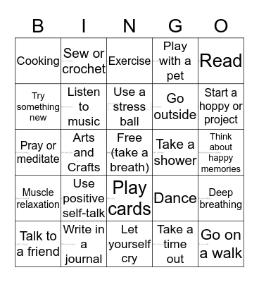Self-Care Bingo Card