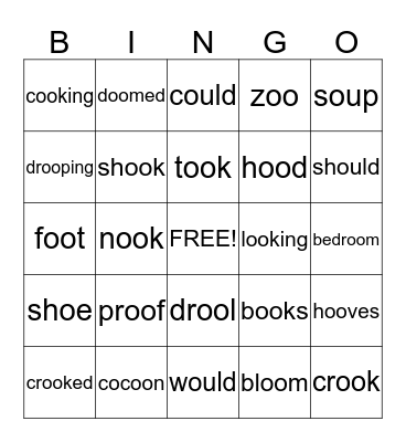 bingo with oo words Bingo Card