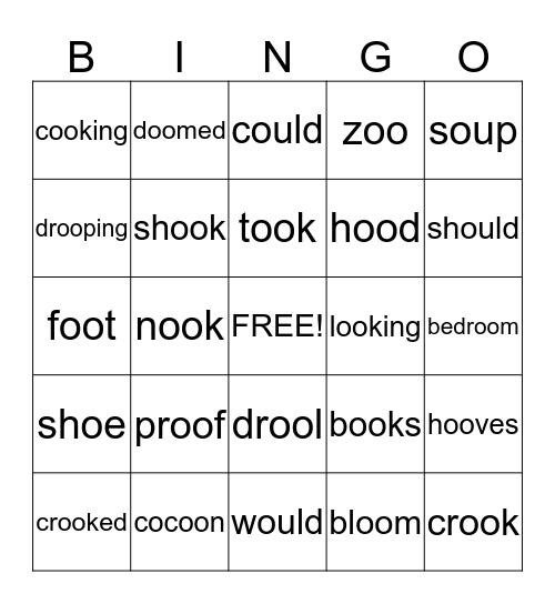 bingo with oo words Bingo Card