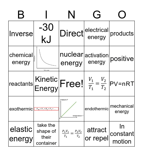 Chem Unit 6 Bingo Card