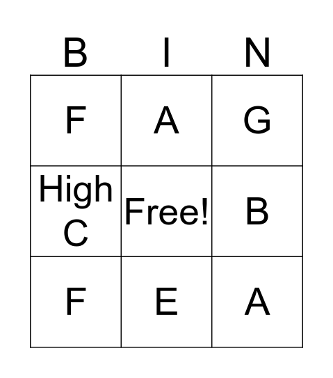 Musical Alphabet Bingo! Bingo Card