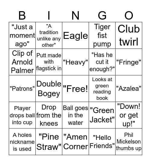 Masters BINGO Card