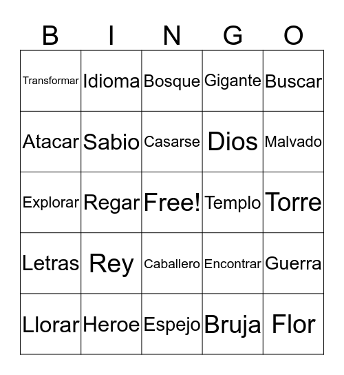 Spanish Bingo Card
