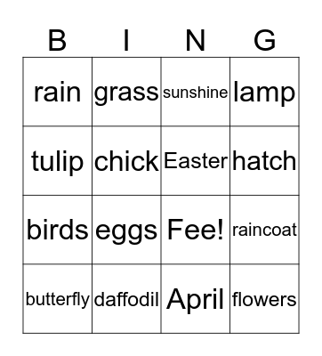 spring bingo Card