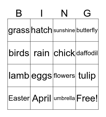 Spring Bingo Card