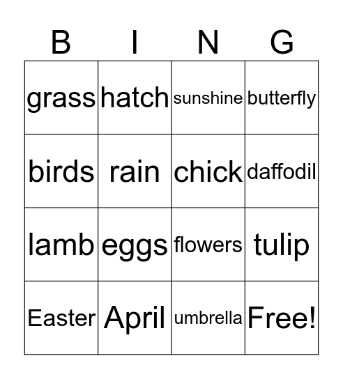 Spring Bingo Card