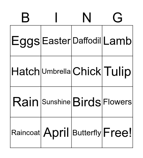 Spring Bingo Card