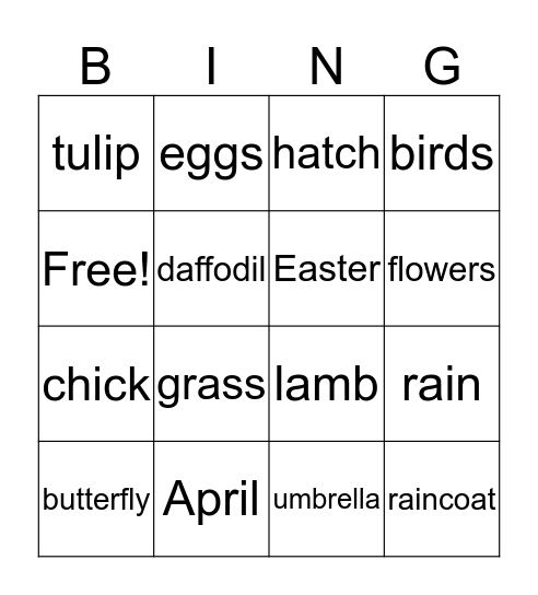 Spring Bingo Card