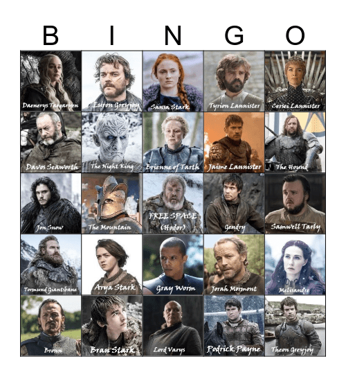 GoT Final Season: Bingo of Death Bingo Card