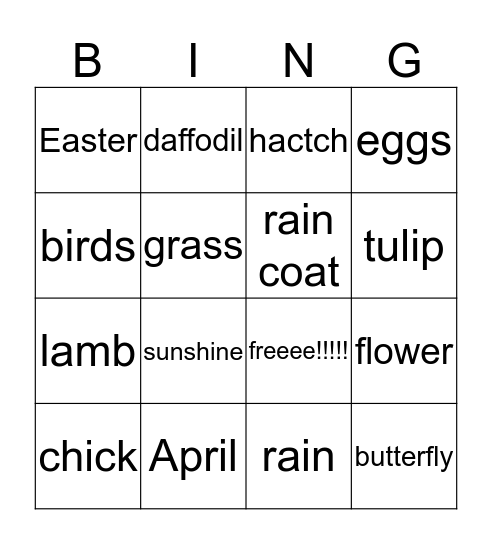 spring   Bingo Card