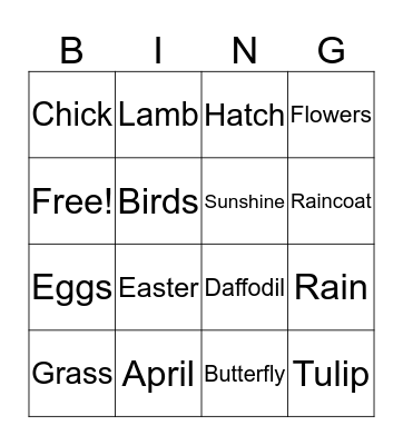 Spring Bingo Card