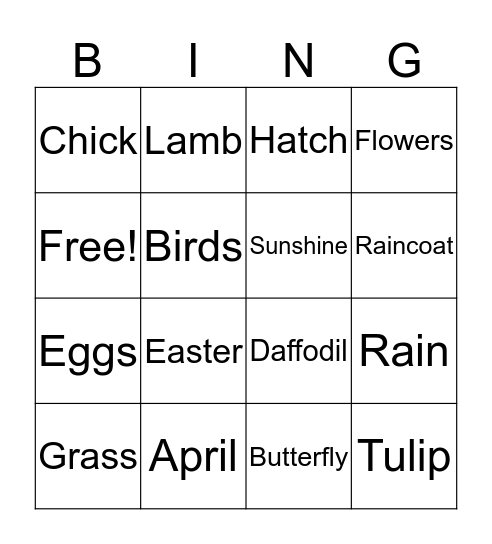 Spring Bingo Card