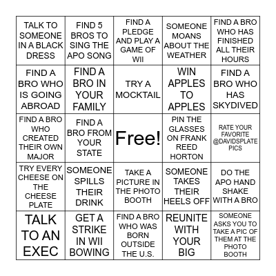 BRO BINGO Card