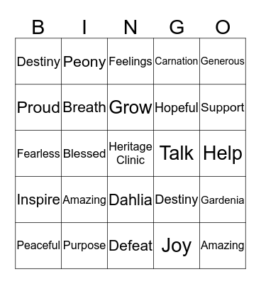 Heritage Clinic  Bingo Card