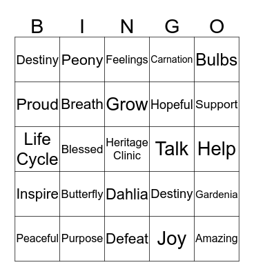 Heritage Clinic  Bingo Card