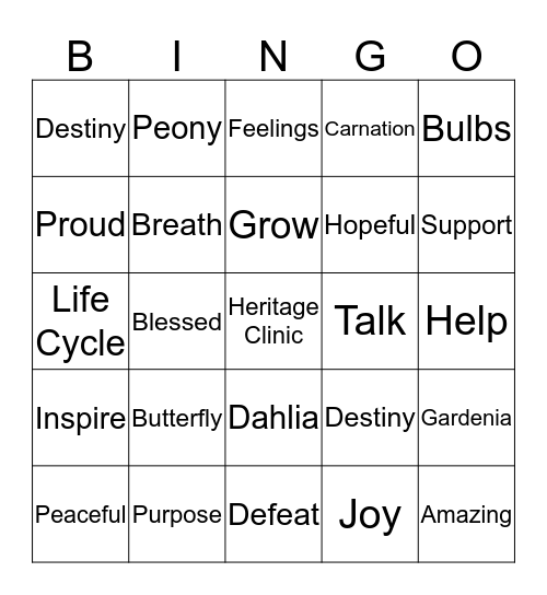 Heritage Clinic  Bingo Card