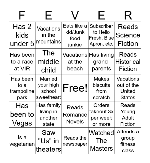 SPRING FEVER Bingo Card