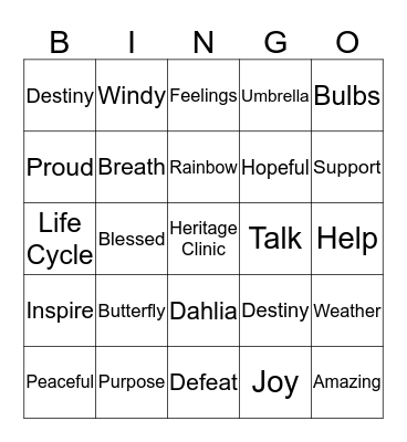 Heritage Clinic  Bingo Card