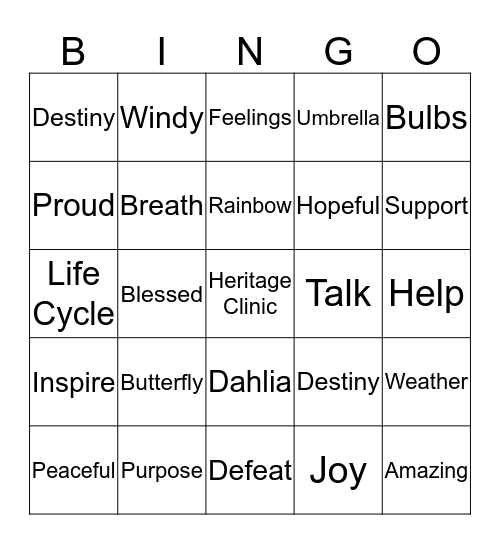 Heritage Clinic  Bingo Card