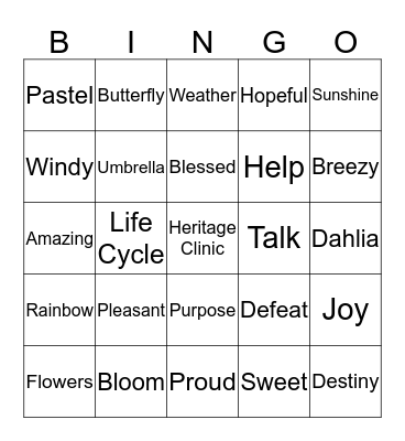 Heritage Clinic  Bingo Card
