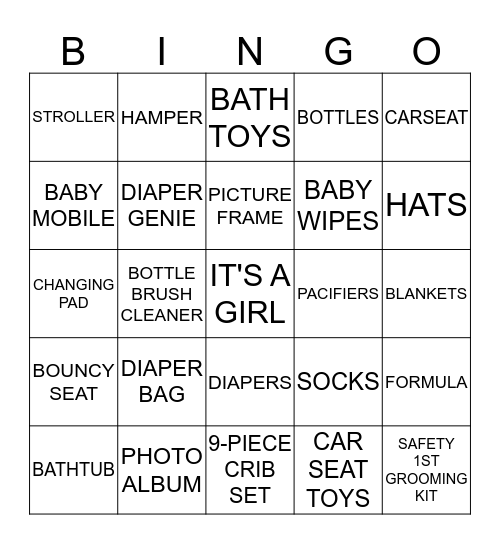 KRISTINA'S BABY SHOWER Bingo Card