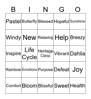 Heritage Clinic  Bingo Card