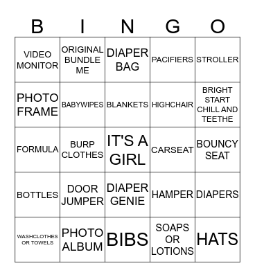 KRISTINA'S BABY SHOWER Bingo Card