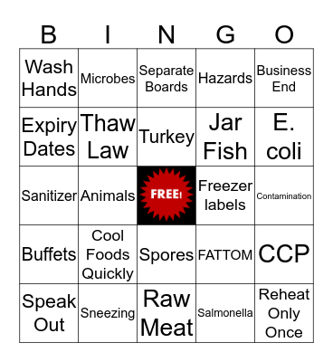 Safe Foods Bingo Card