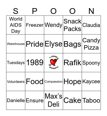 Spoonful's Bingo Card