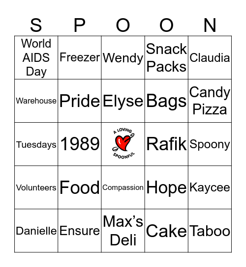 Spoonful's Bingo Card