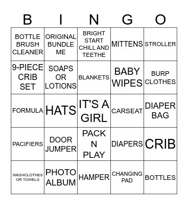 KRISTINA'S BABY SHOWER Bingo Card
