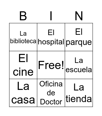 Los Lugares Bingo Card