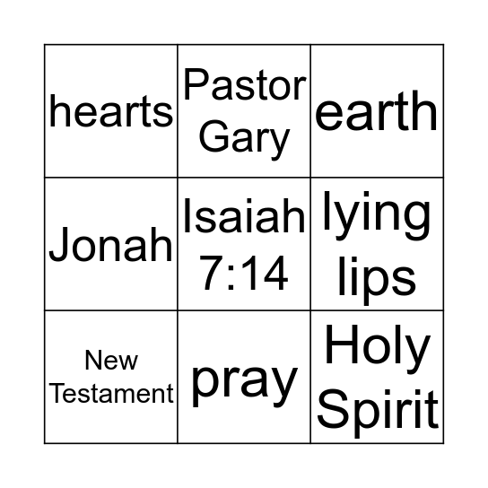 Word of Life Bingo Card