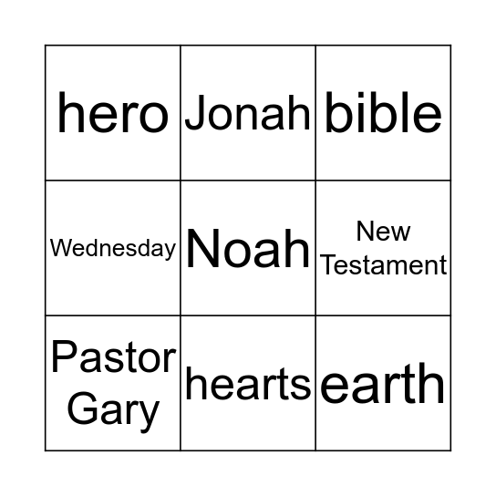 Word of Life Bingo Card