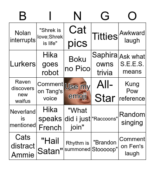 SEES Drunken Saturday Bingo Card