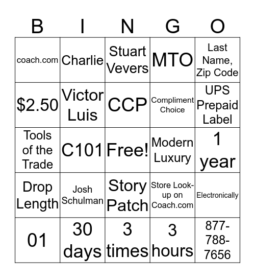 Customer Care Training Bingo Card