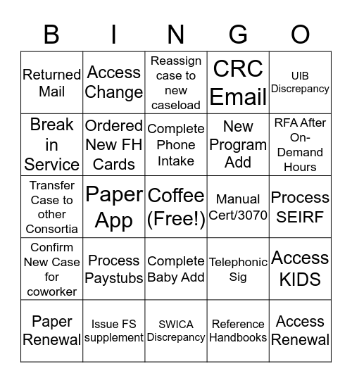 WREA Bingo Card