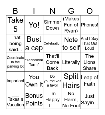 Dave Bingo Card