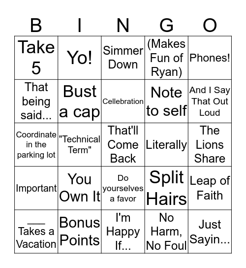 Dave Bingo Card