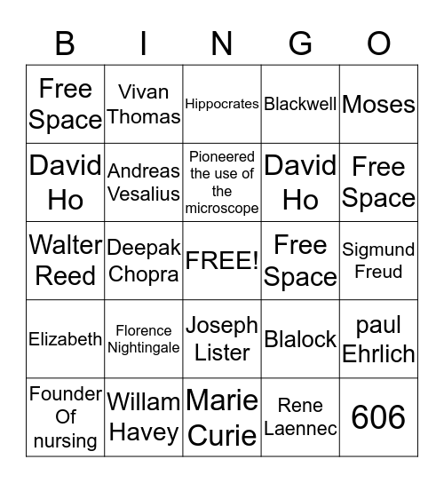 Medical History Bingo Card