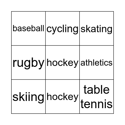 SPORTS Bingo Card