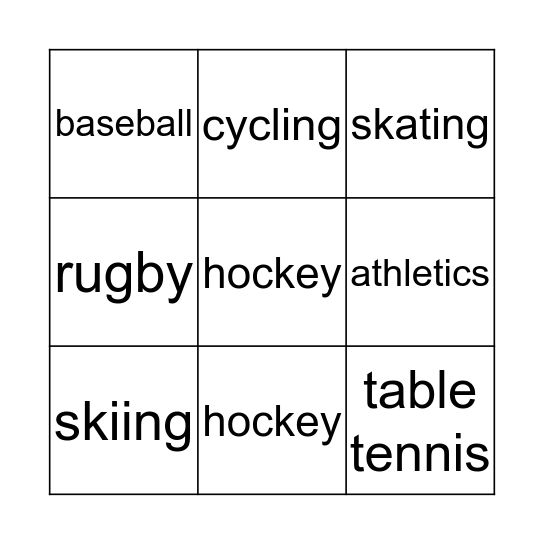 SPORTS Bingo Card