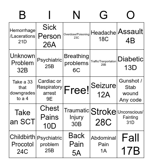 EMD Bingo Card