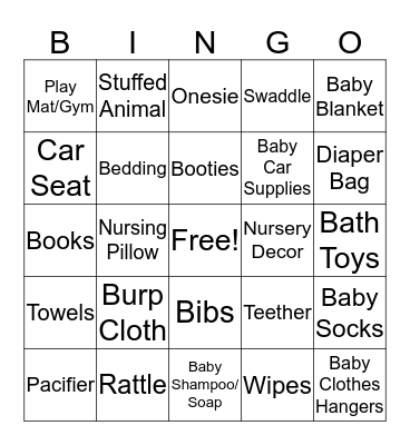 Baby Bingo Card